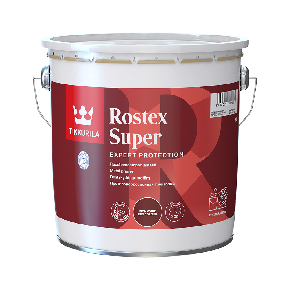 Ґрунтовка емаль TIKKURILA антикорозійна Rostex Super червоно-коричневий мат 3 л